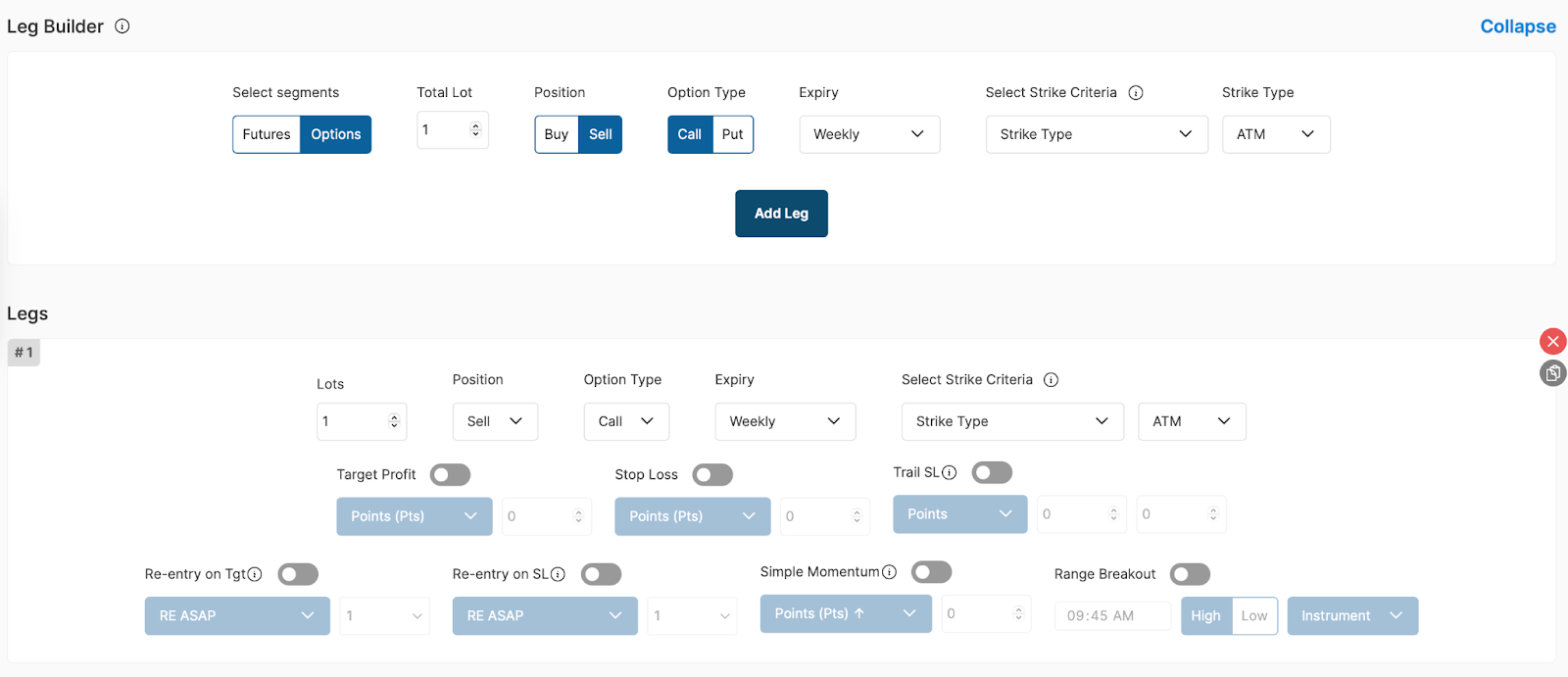 Customize Strategy Settings