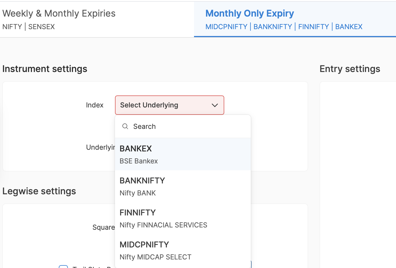 Indices with Monthly Expiry