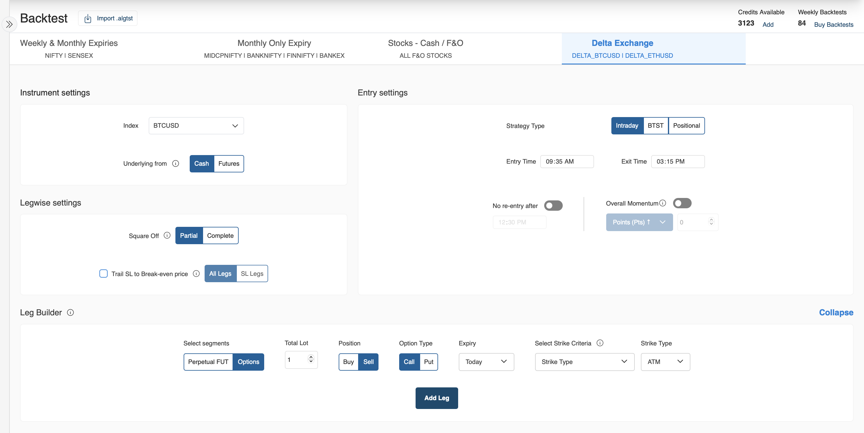 Delta Exchange | AlgoTest
