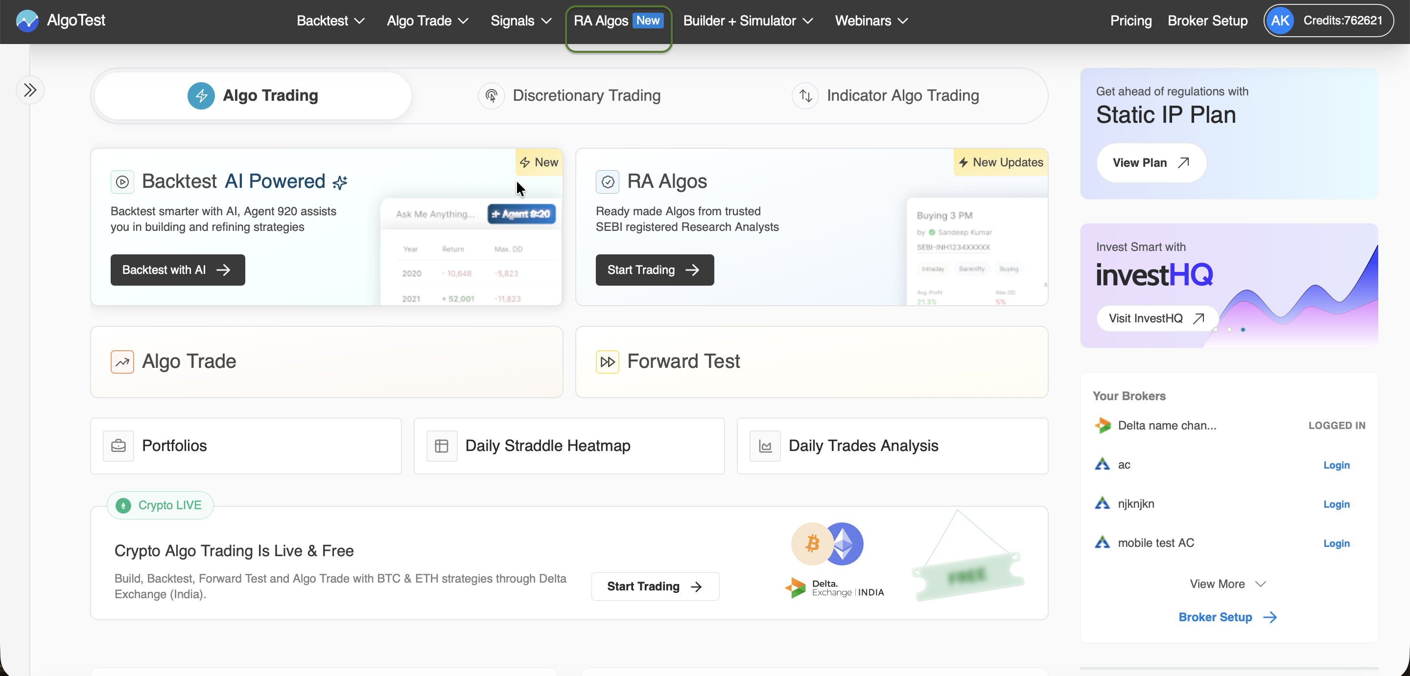 RA Algos on AlgoTest