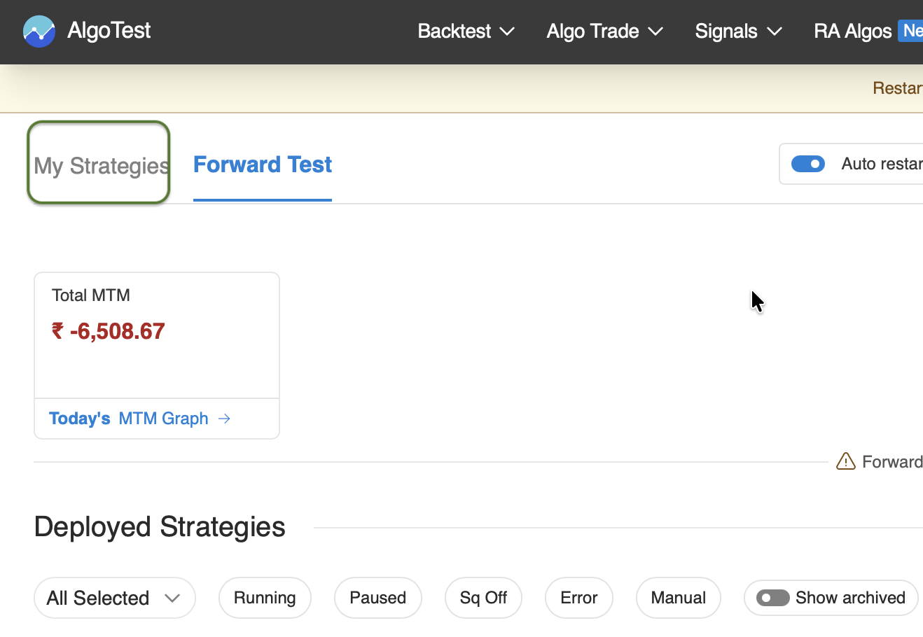 Forward Test | AlgoTest