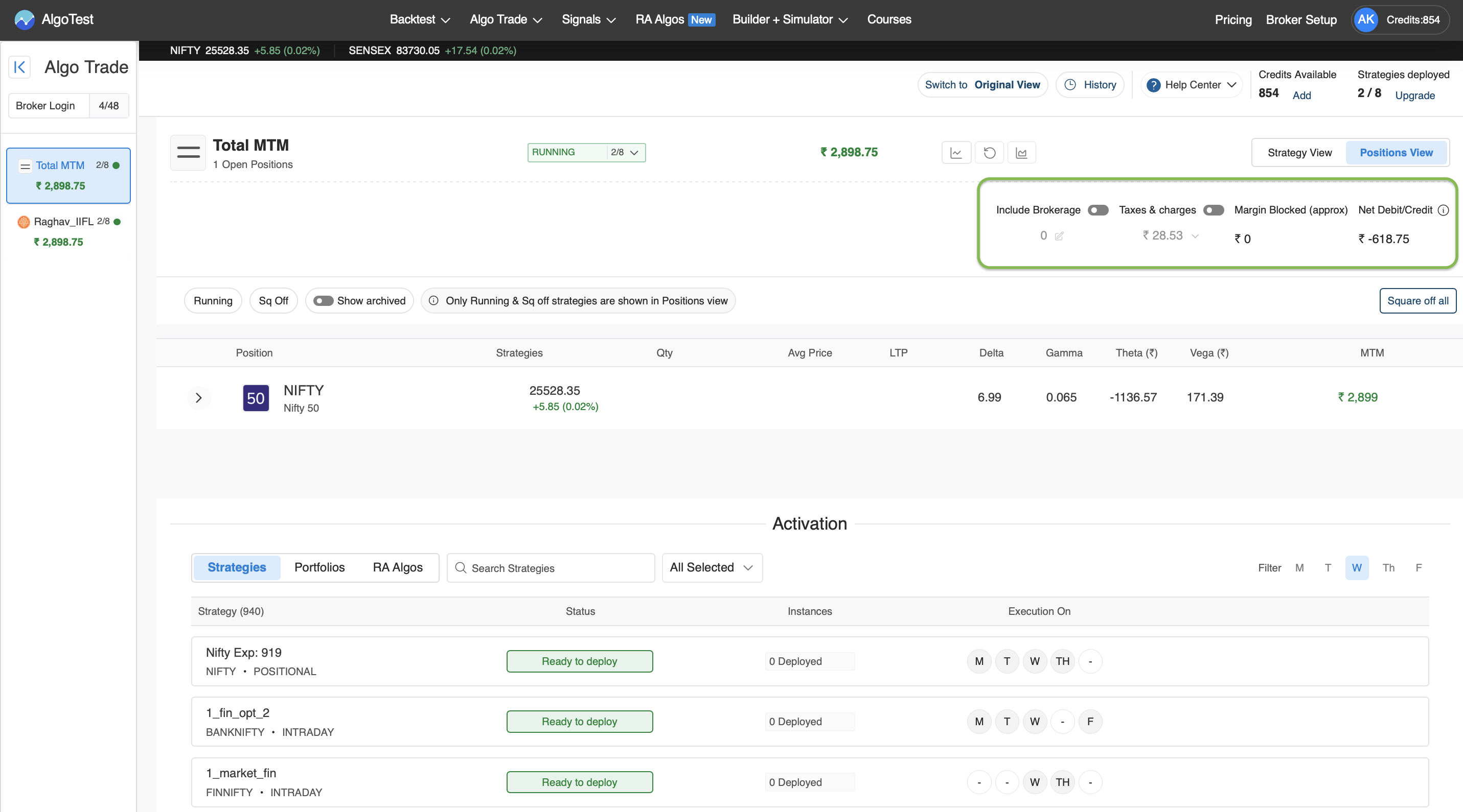 Net credit/debit display in Pro View